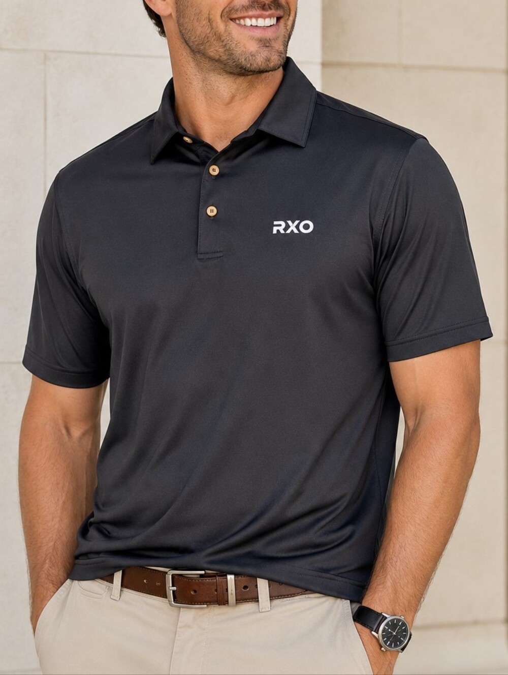 Peter Millar Summer Comfort Polo Men's L Gray Black RXO Golf Performance Shirt
